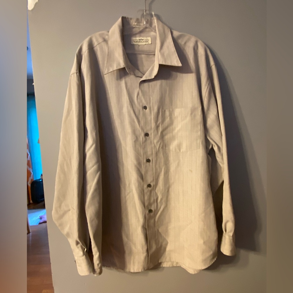 Natural Issue Mens long sleeve button up micro touch dress shirt